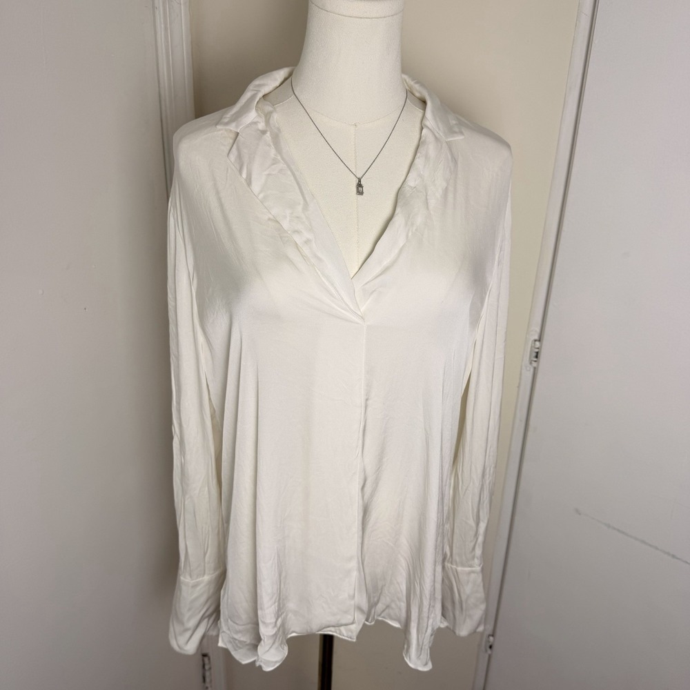 Kobe Halperin Women's Rebekah Stretch Silk Blouse KF9B60 White Sz L